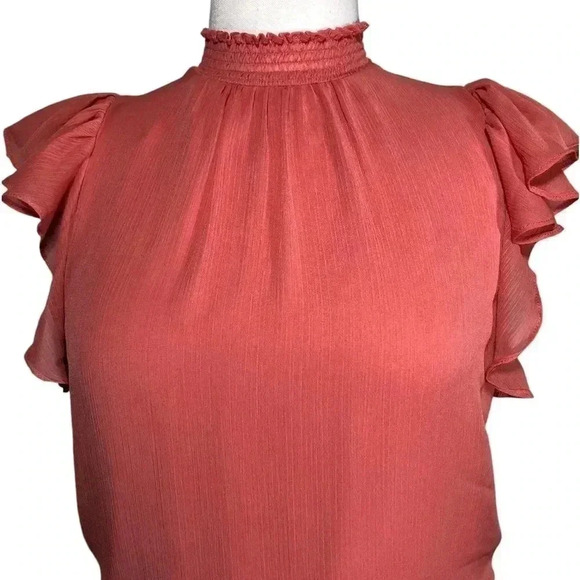 Express Chiffon Flutter Sleeve Smocked Waistline - Picture 3 of 10